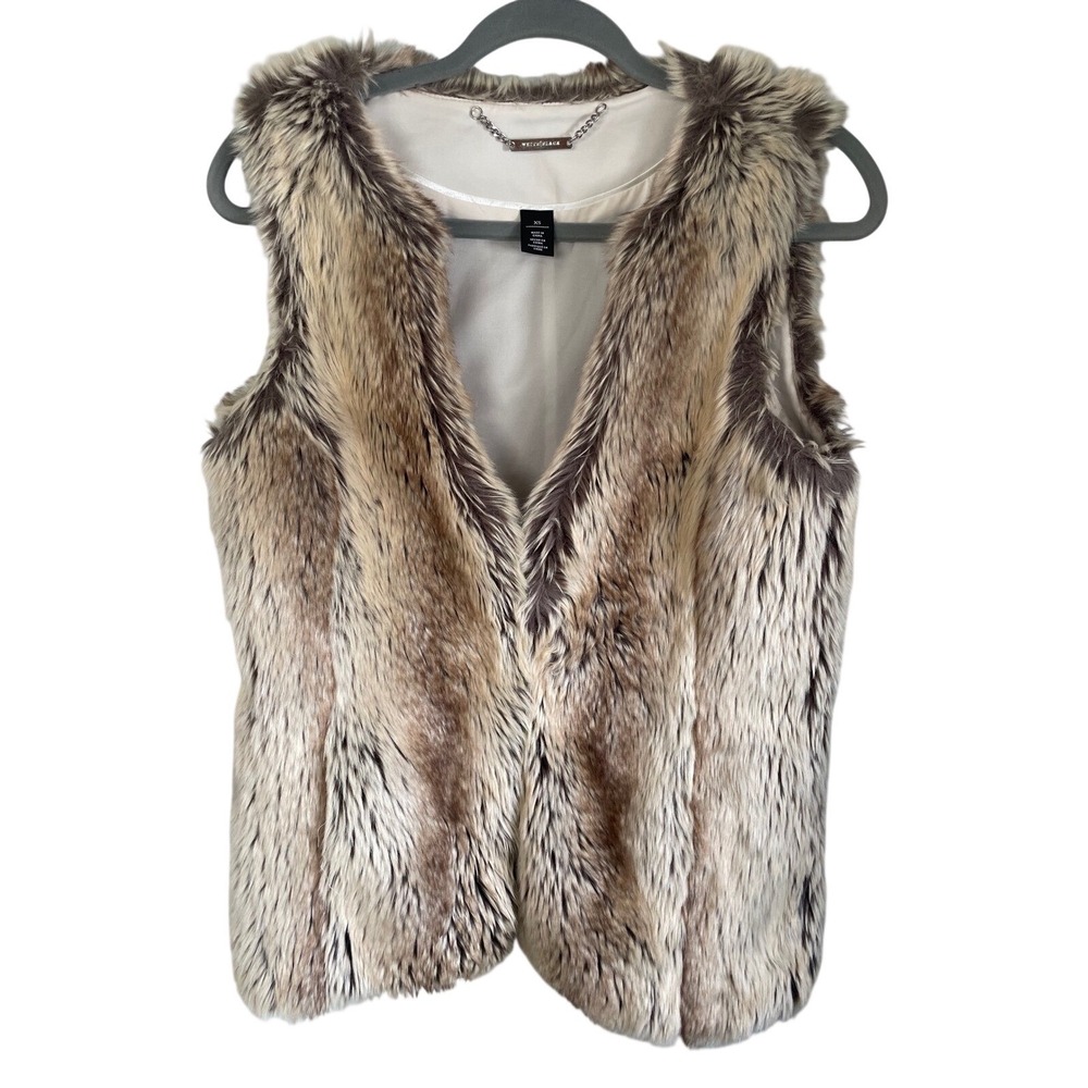 WHBM "White | Black" Boutique Collection Faux Fur Lined Lynx Vest - Size XS